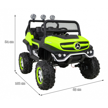 Mercedes Benz Unimog dla dzieci Zielony + Napęd 4x4 + Pilot + Bagażnik + Wolny Start + MP3 LED